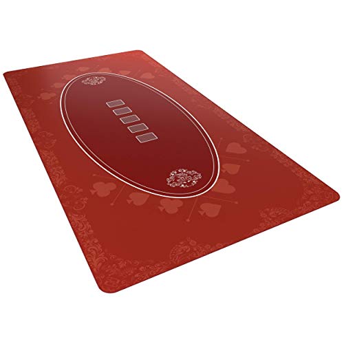 Bullets Playing Cards Designer Pokermatte rot in 200 x 100 cm für den eigenen Pokertisch - XXL Deluxe Pokertuch – Pokerteppich – Pokertischauflage ……