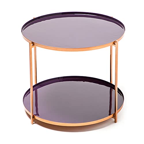 Beistelltisch Ablagetisch Modern Nachttisch Sofatisch Lila Violett Kupfer