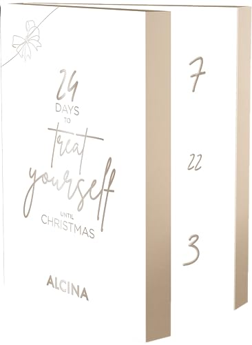 ALCINA Adventskalender 2023 "24 days to treat yourself until Christmas" beinhaltet 24 Überraschungen aus Haar, Haut und Make-up.