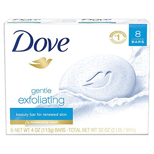 Dove Barra de beleza para pele mais macia e suave, esfoliante suave, mais hidratante do que sabão em barra, 106 g, 8 barras