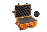 B&W Transportkoffer Outdoor - Typ 6700 Orange - mit Würfelschaum, Trolley Koffer, ideal auf Tour - wasserdicht nach IP67 Zertifizierung, staubdicht, bruchsicher und unverwüstlich