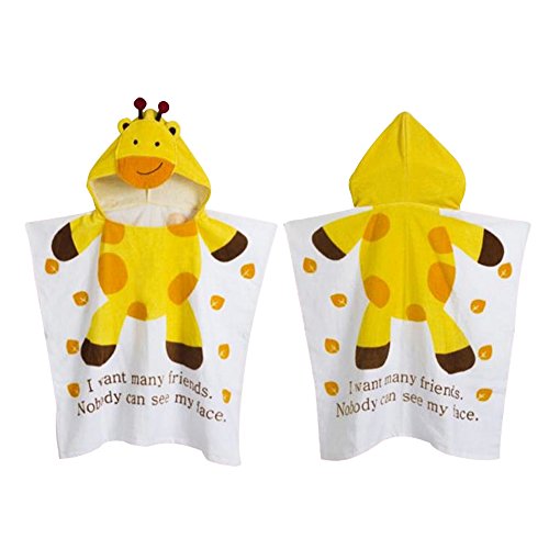 OAMORE Kinder Strandponcho Baby Kleinkinder Kids Badetuch mit Kapuze Duschtuch Kapuzenhandtuch mit Tiermotiv (Giraffe)