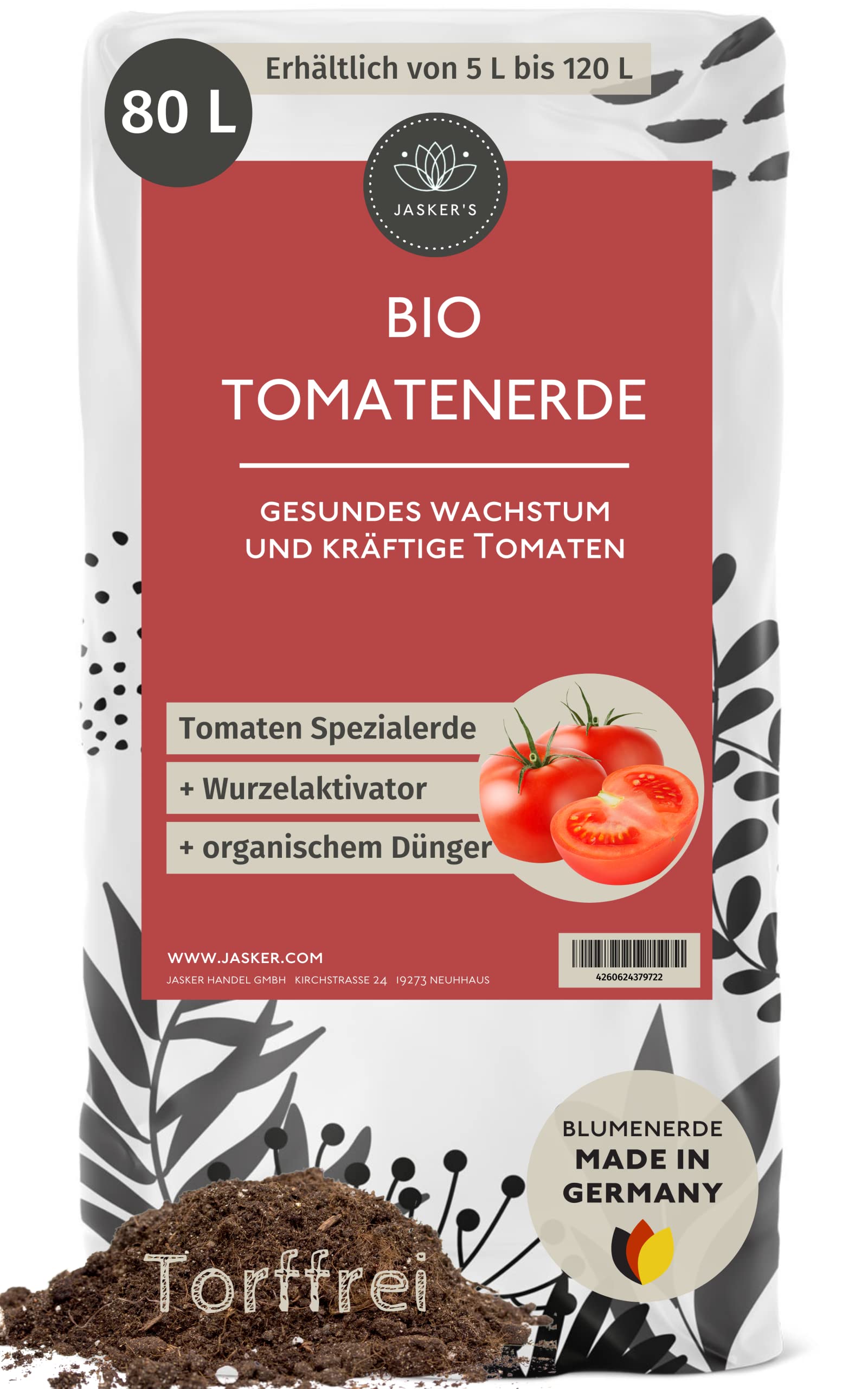 Bio Tomatenerde 80 L - 100% Torffreie Bio Erde - Mit Dünger und Wurzelaktivator - Blumenerde Tomaten und Gemüseerde - Tomatenerde torffrei - Hochbeeterde Bio