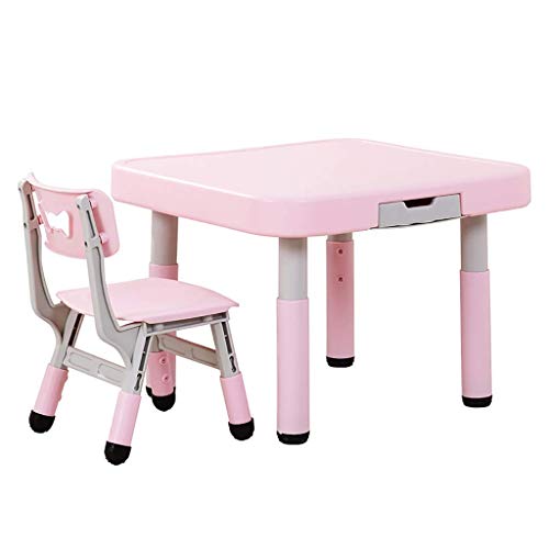 genral Kleiner quadratischer Tisch und Stühle für Kinder Kinder mit Schubladenablage Grün Rosa Lift-Top Schreibtisch und Stuhl Set Kleinkind Kunststoff Aktivitätstisch