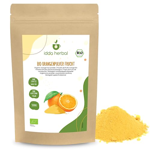 BIO Orangen Pulver (500g), Orangenschale getrocknet, Bio Orangenschale gemahlen, Orange aus kontrolliert biologischem Anbau, Orangenpulver 100% natürlich, ohne Zusätze