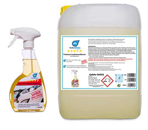 KaiserRein Insektenlöser 5L Kanister mit 500 ml Flasche Auto, Konzentrat, Glas, Lack, PKW, Gel, Motorrad Insektenentferner Lack