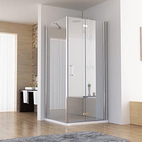 90 x 90 x 197 cm Duschkabine Eckeinstieg Dusche Falttür Duschwand mit Seitenwand NANO