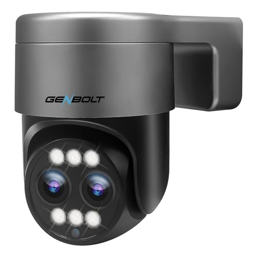 GENBOLT PTZ Überwachungskamera für den Außenbereich, 2,5 K, 9-facher optischer Zoom, PoE, IP-Überwachungskamera mit SIM-Karte, 5 MP Flutlichtfarbe, Nachtsicht, Sirene, Alarm, Auto-Kreuzfahrt,