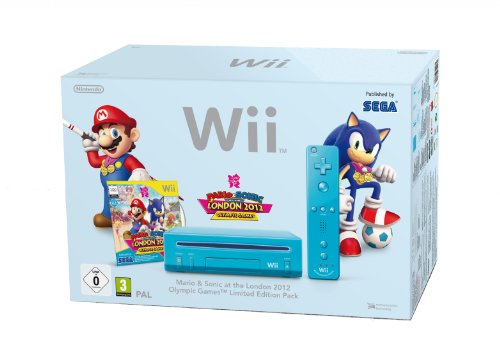 Nintendo Wii - Konsole inkl. Mario & Sonic bei den Olympischen Spielen, blau