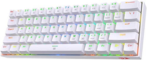Redragon K630 Dragonborn 60% kabelgebundene RGB-Gaming-Tastatur, 61 Tasten Kompakte mechanische Tastatur mit taktilem Braun-Schalter, Pro-Treiberunterstützung, Weiß
