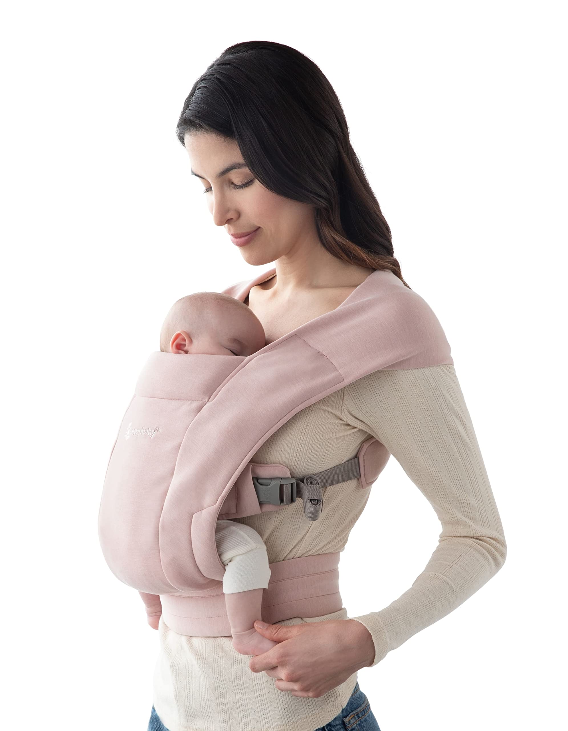 Ergobaby Babytrage für Neugeborene ab Geburt Extra Weich, Embrace Bauchtrage Baby-Tragetasche Ergonomisch, Blush Pink, BCEMAPNK