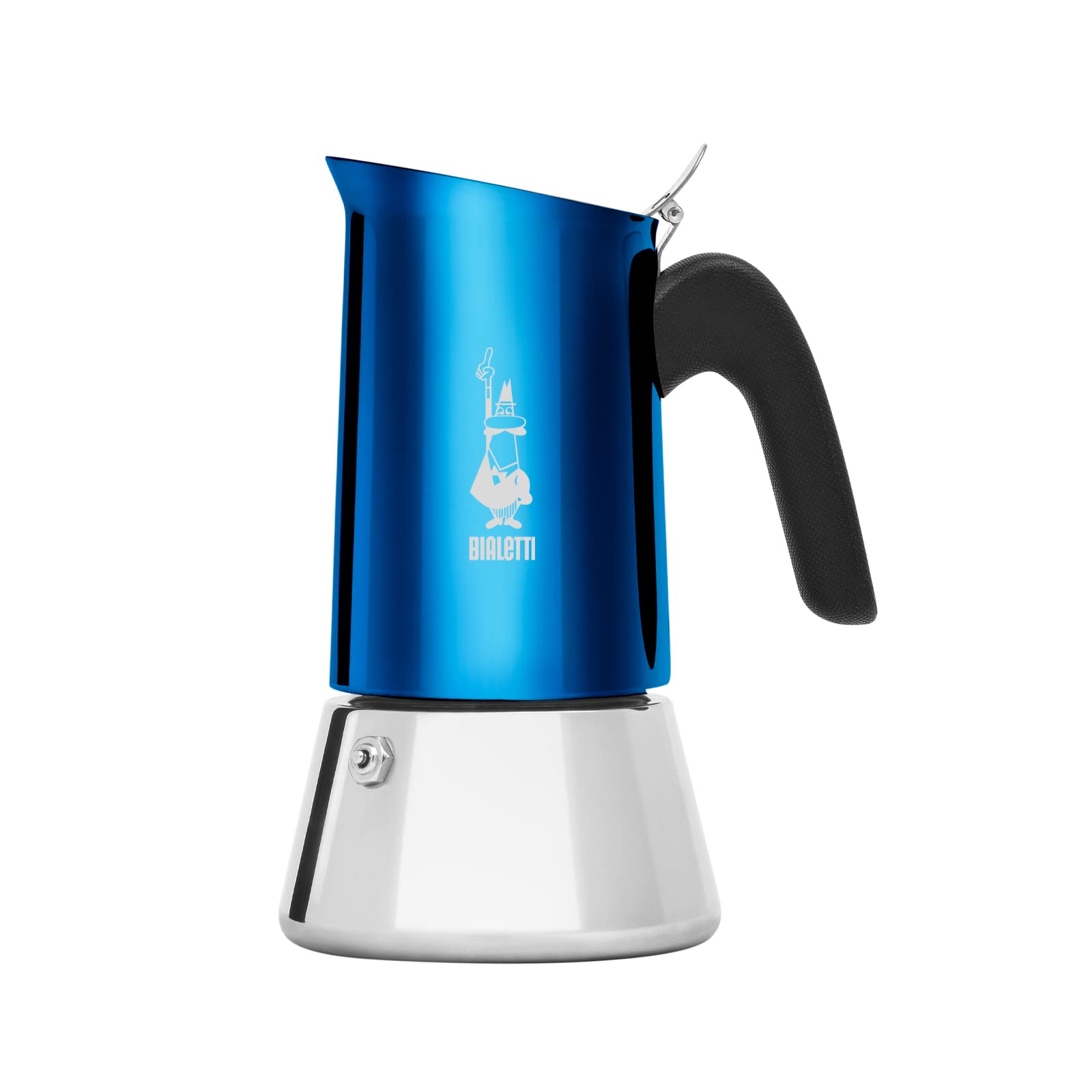 Bialetti New Venus Kaffeemaschine 6 Tassen, Anti-Brand-Griff, nicht für Induktion geeignet, 6 Tassen (235 ml), Edelstahl, Blau
