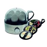 Solis Eierkocher Egg Boiler & More 827 - Für 7 Eier - Kochen und Dämpfen - Mit Härtegradeinstellung für das Ei - Eiereinsatz und 2 Schalen - Edelstahl