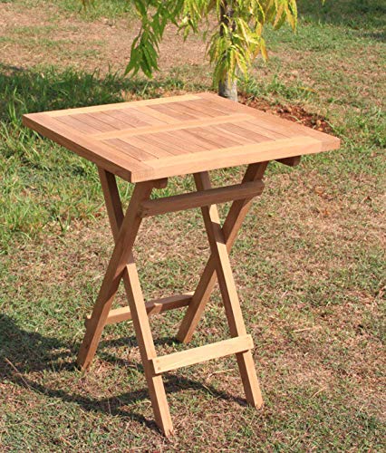 Mojawo Luxus Massivholz Teak Tisch Gartentisch Teaktisch Klapptisch klappbar 60 x 60 cm aus nachhaltigen Anbau