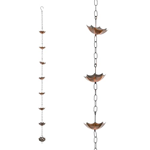 Topadorn Regenketten 182,9 cm Metall-Regenkette Dekorativer Regenschirm Regenkette Glocke Dekor für Zuhause, Ersatz für Dachrinnen-Fallrohre