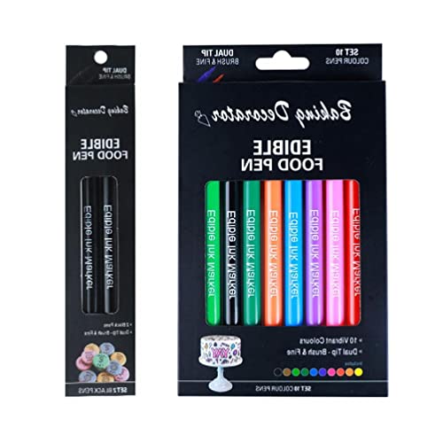 Yyooo 12 STÜCKE essbare Backpigmentstift Fondant Keks Kunststoff Lebensmittel Stift Haken Strichzeichnung Schreibstift zum Dekorieren Fondant Lebensmittelfarbstifte für Schokolade