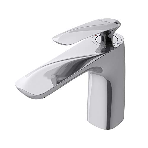 doporro Design Wasserhahn Bad Silber | Waschtischarmatur für Waschbecken | Waschbeckenarmatur Bad 16,5 cm hoch