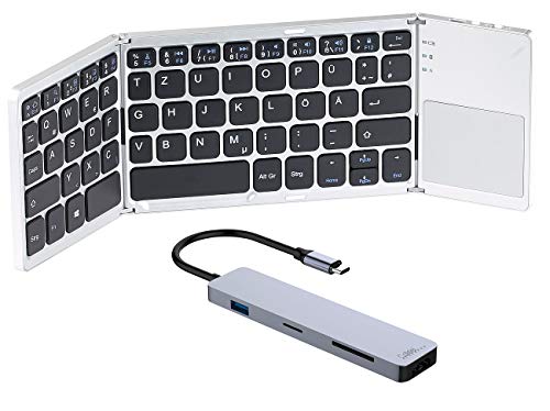 Callstel USB-C-HDMI-Hub: USB-Hub & Smartphone-PC-Adapter & Faltbare Tastatur mit Bluetooth (USB-C-HDMI-Adapter DeX)