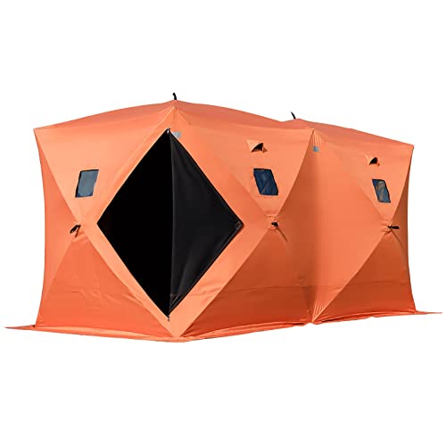 Happybuy Outdoor Camping Zelt 360 x 180 x 205 cm Ice Fish Shelter 11,8 x 5,9 x 6,7 Fuß, Ice Fish Shelter 300D Oxford-Gewebe, Eisfischen Zelt PVC Geeignet für Nachtfischen Winterfischen und Cam