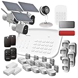 Daewoo Security SA668AM – Tierfreundlich, drahtloser Hausalarm, WLAN/GSM, Fernbedienung, Sirene, 4 Kameras, Solarmodule, kompatibel mit Amazon Alexa, Google Home
