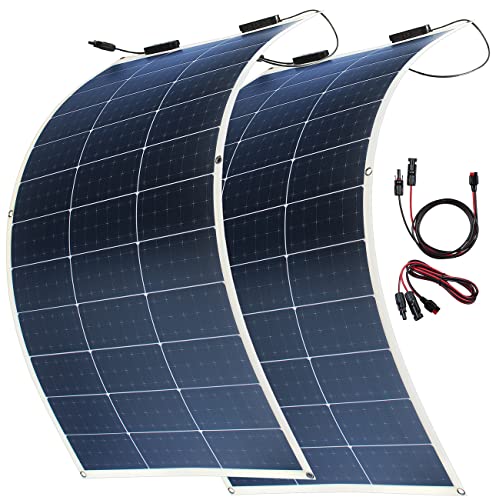 reVolt Solarmodul flexibel: 2er-Set Flexible monokristalline Solarmodule mit Anderson-Adapter (Solarmodul für Gartenbeleuchtung)