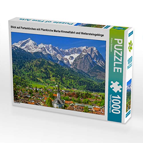 CALVENDO Puzzle Blick auf Partenkirchen mit Pfarrkirche Maria-Himmelfahrt und Wettersteingebirge 1000 Teile Lege-Größe 64 x 48 cm Foto-Puzzle Bild von Prime Selection Kalender