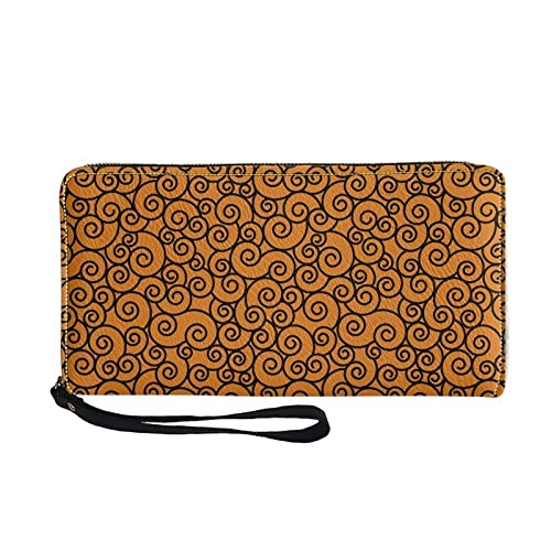 Lange Brieftasche Löwentanzdruck Clutch Wallets Reißverschluss mit großer Kapazität (Color : Orange)