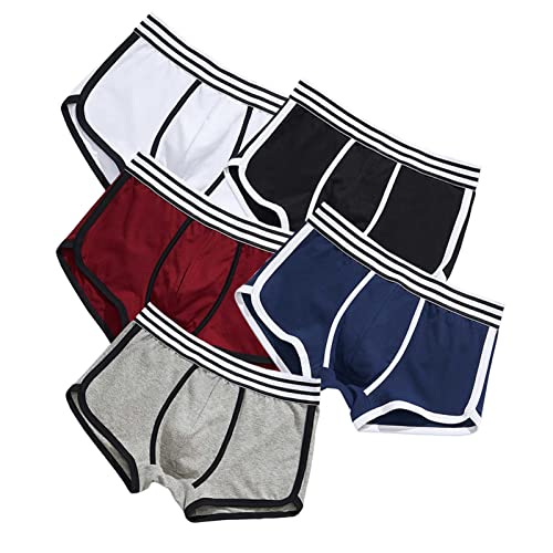 Four Seasons Atmungsaktive Boxershorts aus Baumwolle, weicher Stretch, breiter Bund, Unterwäsche for Herren, Jugend, 5er-Pack (Color : Combination, Size : XXL-XXLarge)