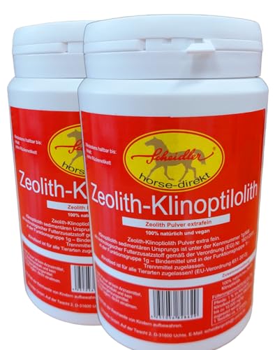Scheidler horse-direkt Zeolith Klinoptilolith Pulver für Pferde - 2 x 800g Dose - 100% Naturprodukt vulkanischen Ursprungs