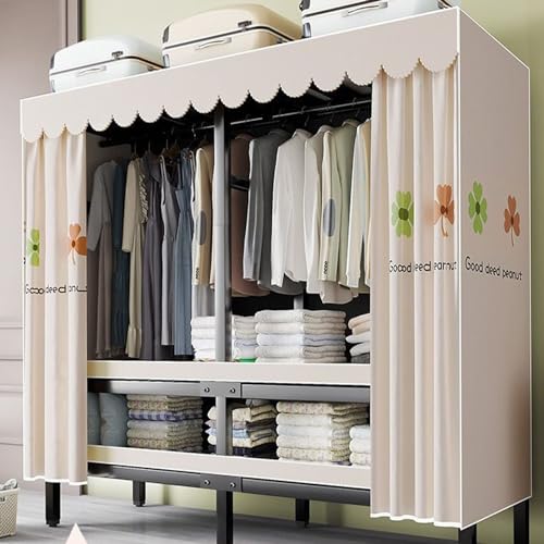 Tragbarer Kleiderschrank, 178 cm hoch, zusammenklappbar, robuster Kleiderständer mit Abdeckung, freistehendes Schranksystem für Schlafzimmer