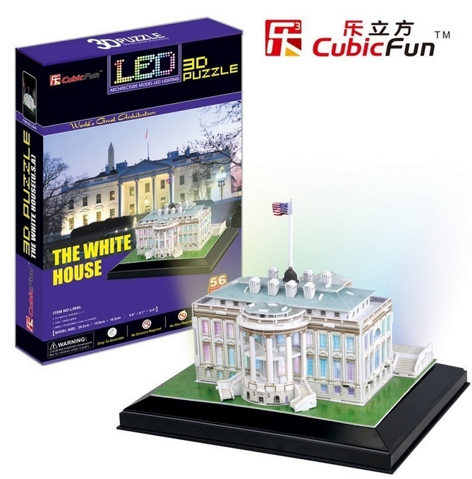 Cubic Fun 3D Puzzle mit LED - Wei�es Haus, Washington 56 Teile Puzzle Cubic-Fun-L504H