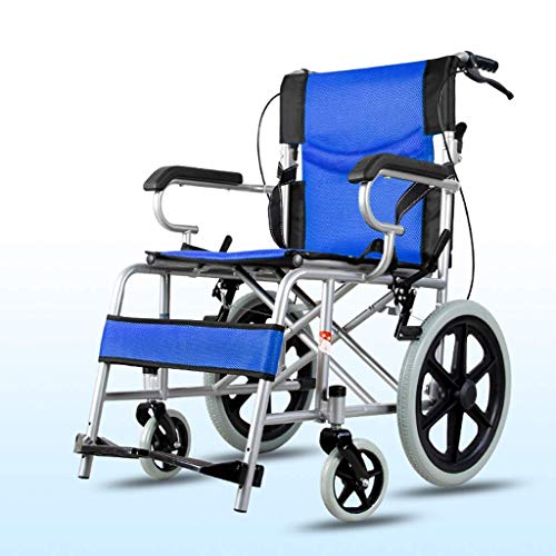AOLI Eigenantrieb Rollstuhl, Folding Leichtgewichtrollstuhl, Geeignet für Senioren, Behinderte, Medical Rollstuhl, Ergonomisch, kompakte Aluminium-Rollstuhl, orange,Blau