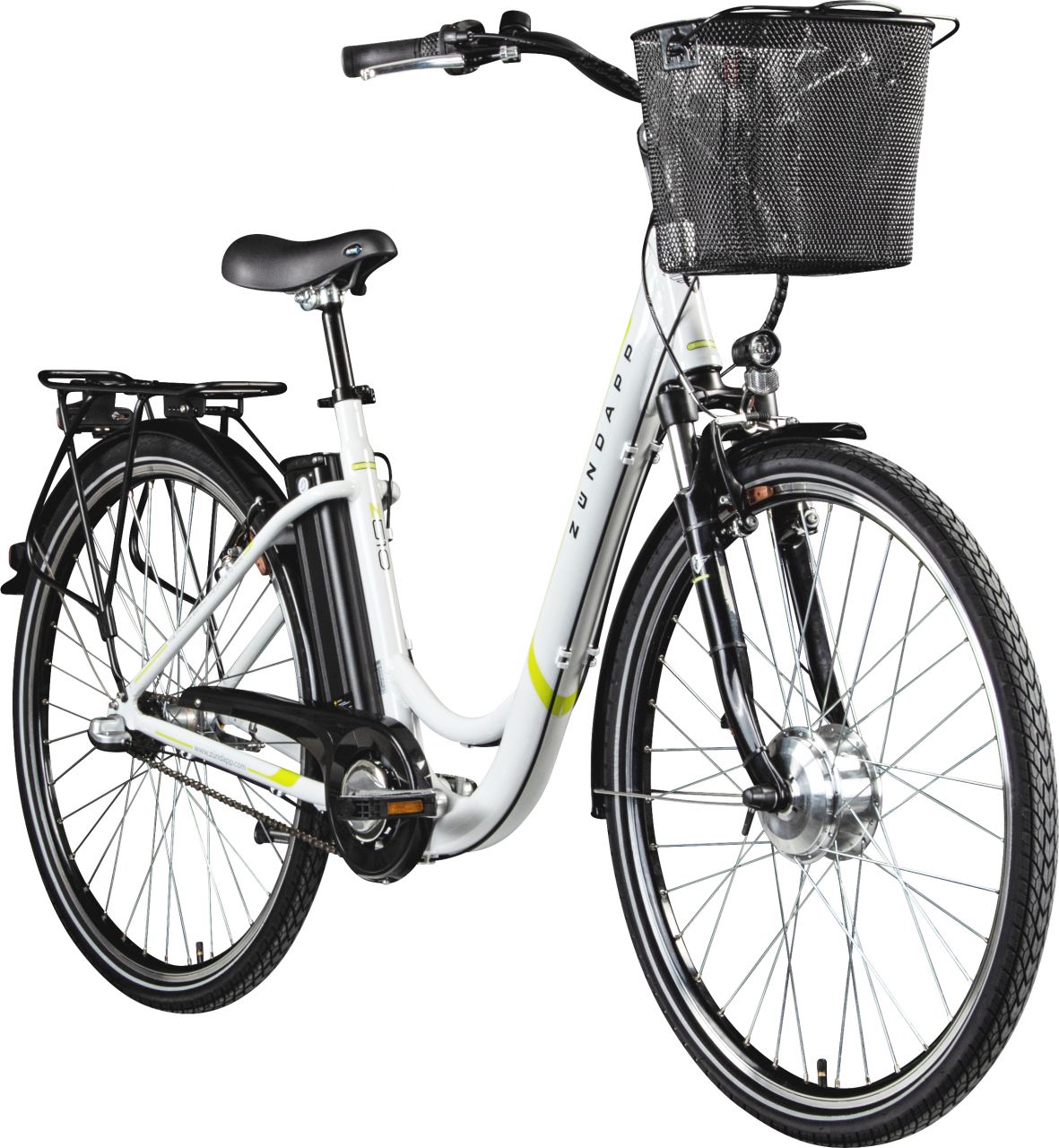 Zündapp E-Bike City Z510 700c Damen 28 Zoll RH 48cm 3-Gang 374 Wh weiß grün