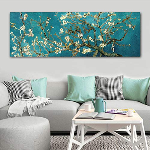 Van Gogh Mandelblüte Blumen Leinwand Gemälde Reproduktionen   Berühmte Malerei Kunstwerk Wandkunst Bild Home Wanddekoration 60x180cm Rahmenlos