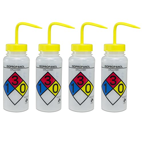 bel-art Produkte f11716–0008 Polyethylen das Vierfarb safety-labeled Waschen Flasche, Isopropanol, 500 ml Fassungsvermögen, durchscheinend (4 Stück)