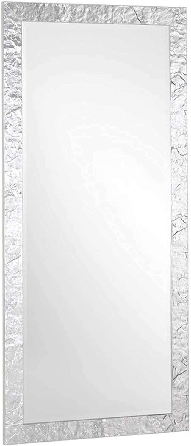 MO.WA Spiegel Groß Wandspiegel Ganzkörperspiegel Bodenspiegel 75x175 Blattsilber Spiegel Wand Modern Garderobespiegel Eingangsspiegel Holzspiegel Silber