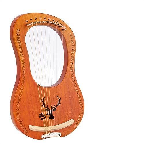WowZza Lyra Harp Heptachord 10-Saitiges Harfentragbares Musikalisches Einsteiger-Harfeninstrument Aus Holz/10-Ton-Rentierholzfarbe
