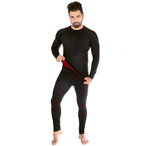 Sport Funktionsunterwäsche Set aus Seamless Mikrofaser - Skiunterwäsche - Thermounterwäsche - ohne Nähte Black/Red XL/XXL