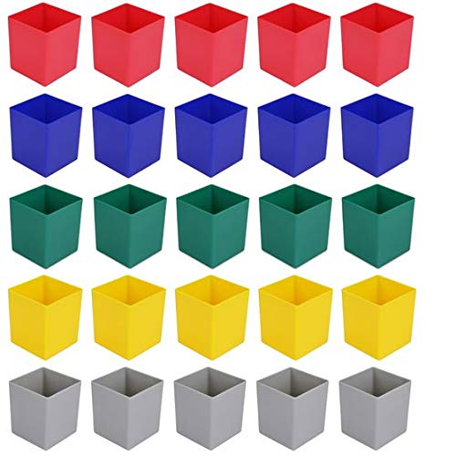 25 Stück Einsatzkasten Serie E63, farblich sortiert, 5 Farben u. 4 Größen, aus Polystyrol, Industrienorm, für Schubladen, Sortimentskästen etc. (farbmix, 63/1 54x54x63 mm)