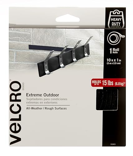 VELCRO Brand Extreme Outdoor Heavy Duty Klebeband | 3 m x 2,5 cm | hält 6,8 kg | Schwarz mit Kleber | Starke wetterfeste Haftkraft – 91843
