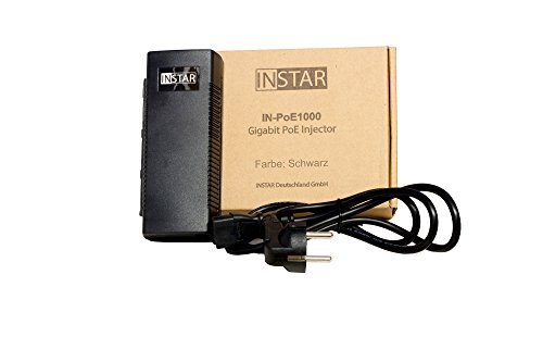 INSTAR IN-PoE1000 PoE (Power Over Ethernet) Injector Injektor in schwarz mit 10/100 / 1000 MBit und enormen 35 Watt Leistung. (1 Port 48V) IEEE 802.3at konform