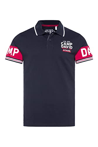 Camp David Herren Poloshirt aus Pikee mit Logo-Ärmeln