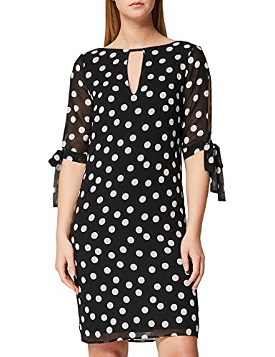Amazon-Marke: TRUTH & FABLE Damen Chiffon-Kleid mit A-Linie, Elfenbein (Spot Print), 32, Label:XXS