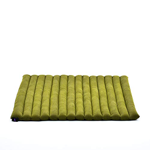 Leewadee Zabuton Rollbare Meditations-Matte Tragbare Sitzmatte Ökologisches Naturprodukt, Kapok, 70 x 70 cm, Green