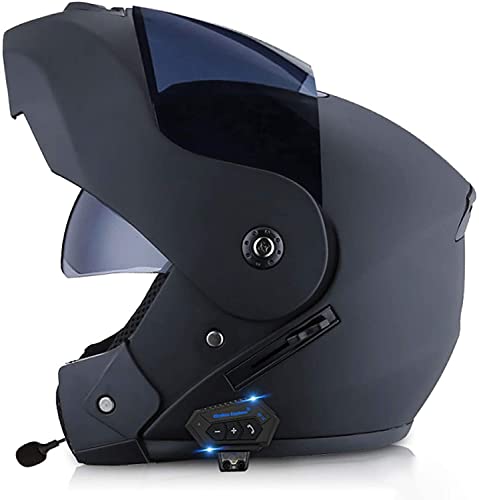 Motorradhelm Mit Bluetooth Klapphelm Integralhelm DOT/ECE Zertifiziert Sturzhelm RollerHelm Helm Motorrad Mit Sonnenblende Für Herren Damen Erwachsene (Color : I, Größe : S=55-56cm)