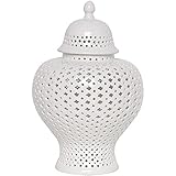 QULONG Europäische keramische keramische einfache weiße hohl Glas, Keramik große vase Ornamente kreative Kunst und Handwerk Wohnzimmer Dekoration zubehör,45x31cm