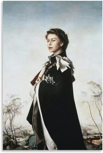 KEYGEM Königin Elizabeth II. Poster und Drucke Königin Elizabeth II Porträt Wandkunst Königin von England Gemälde Leinwand Home Wanddekoration Bild 50x70cm Kein Rahmen