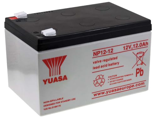 Yuasa NP12-12 NP12-12 Bleiakku 12 V 12 Ah Blei-Vlies (AGM) (B x H x T) 151 x 98 x 98 mm Flachstecker 6.35 mm Wartungsfrei, VDS-Zertifizierung