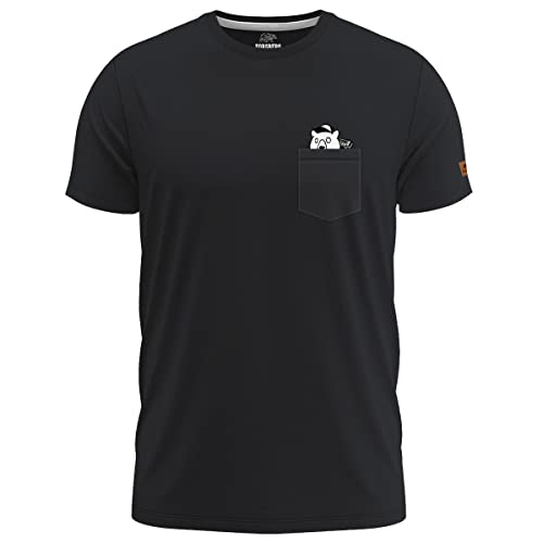 FORSBERG Bronxson T-Shirt Brusttasche mit lässigem Ghettoblaster Bär Funshirt Rundhals bequem robust, Farbe:schwarz, Größe:XXL