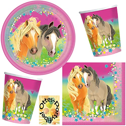 HHO Pretty-Pony-Horses-Pferde-Party-Set 52tlg. - für 16 Pferdefreunde Teller Becher Servietten